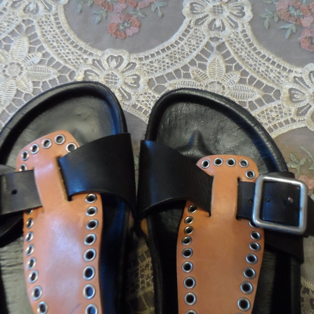 Isabel Marant Black/Beige "Layne" Studded Leather Sandals Size EU 36 - US 6 - Picture 5 of 16